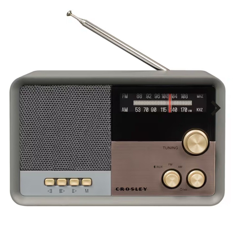 Crosley CR3036D-NV Tribute Vintage Style AM/FM Bluetooth Radio - Gray‎